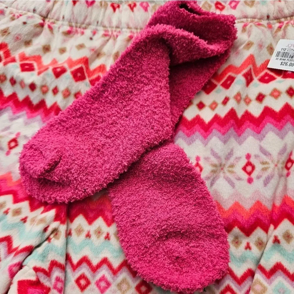 Sleep Chic Faire Isle Nordic Print Fleece PJ Pants and Socks Set Size XL